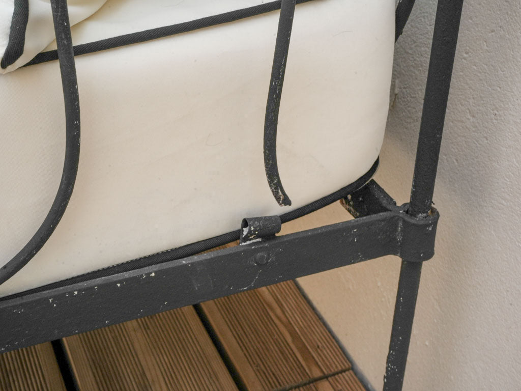 Artfully crafted iron-frame bench