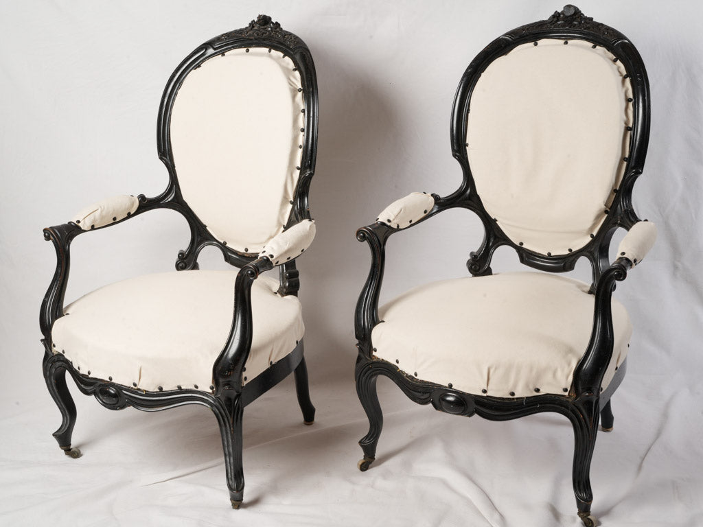Dramatic French design armchairs
