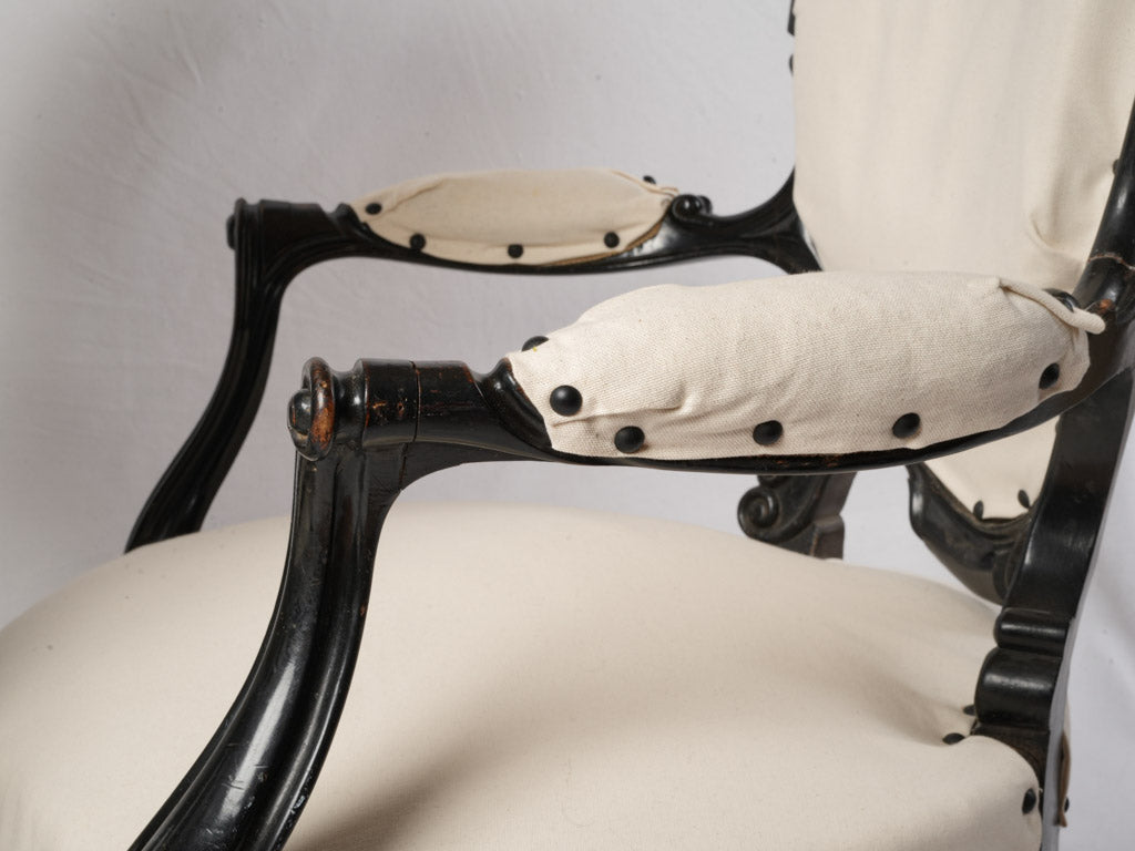 Restoration-ready ticking fabric chairs