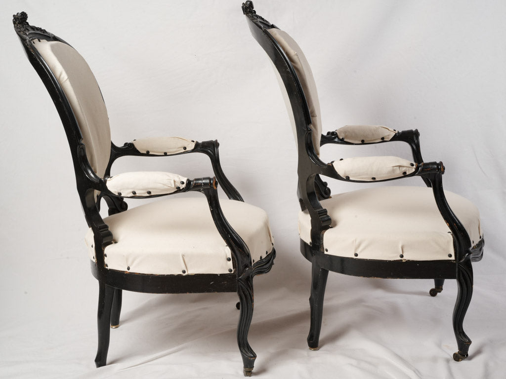 Historical patina-rich armchairs