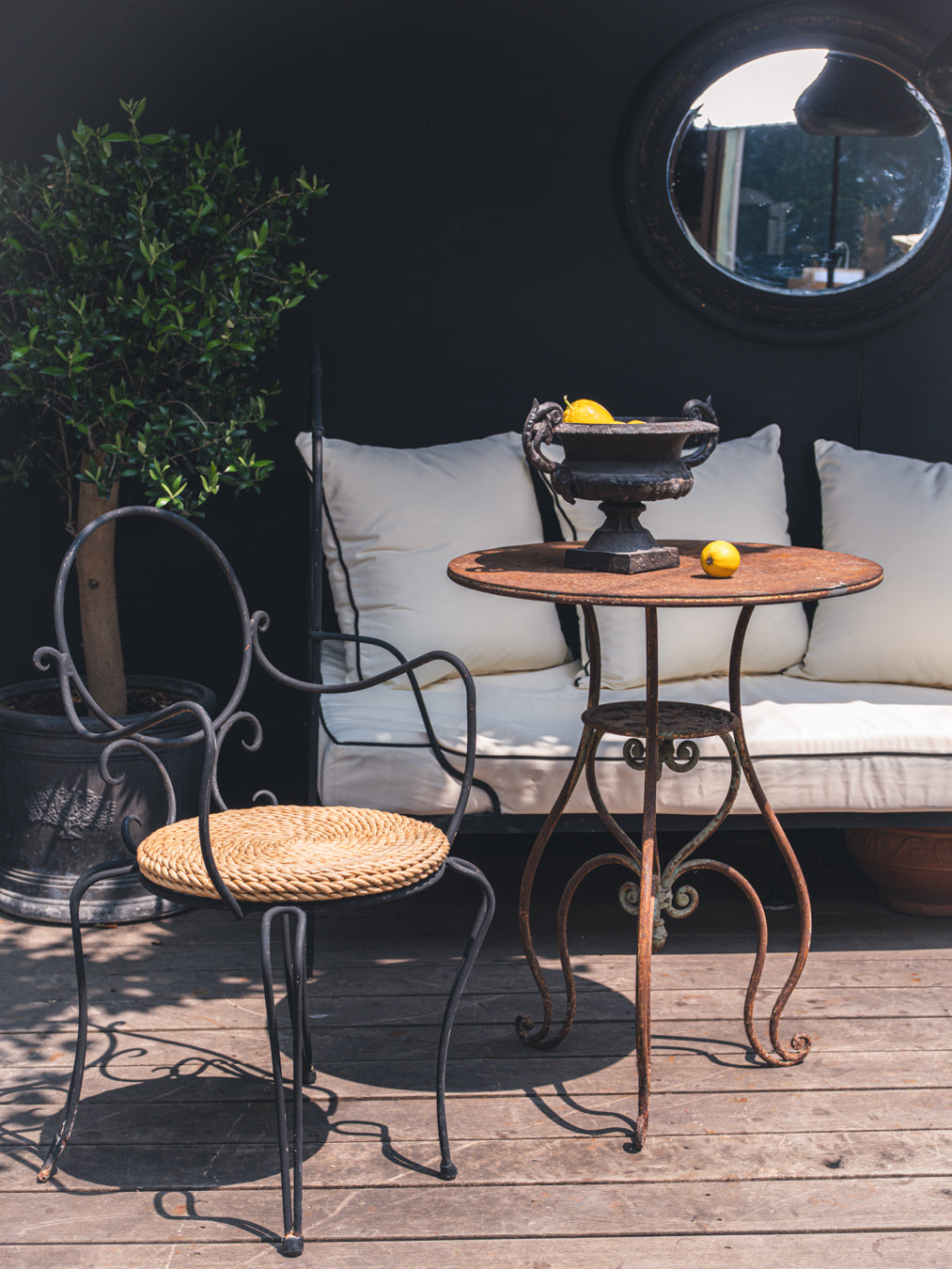 Timeless scrollwork wrought iron chairs