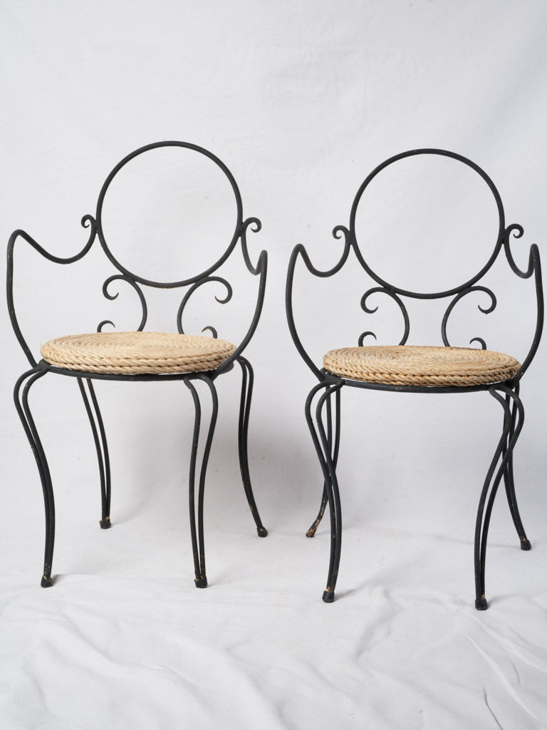 Sinuous line vintage garden chairs