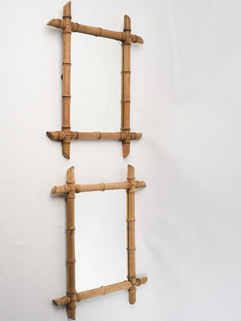 Vintage rustic faux-bamboo mirror