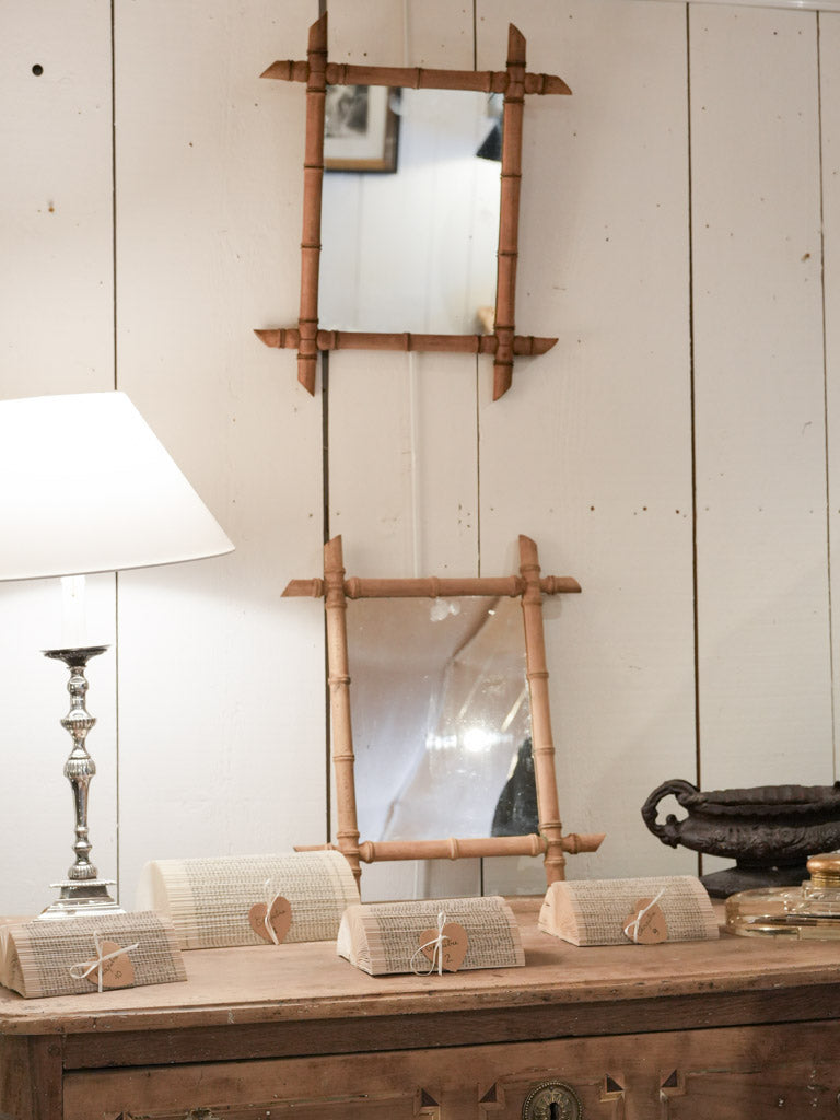 Midcentury aged patina wood mirror
