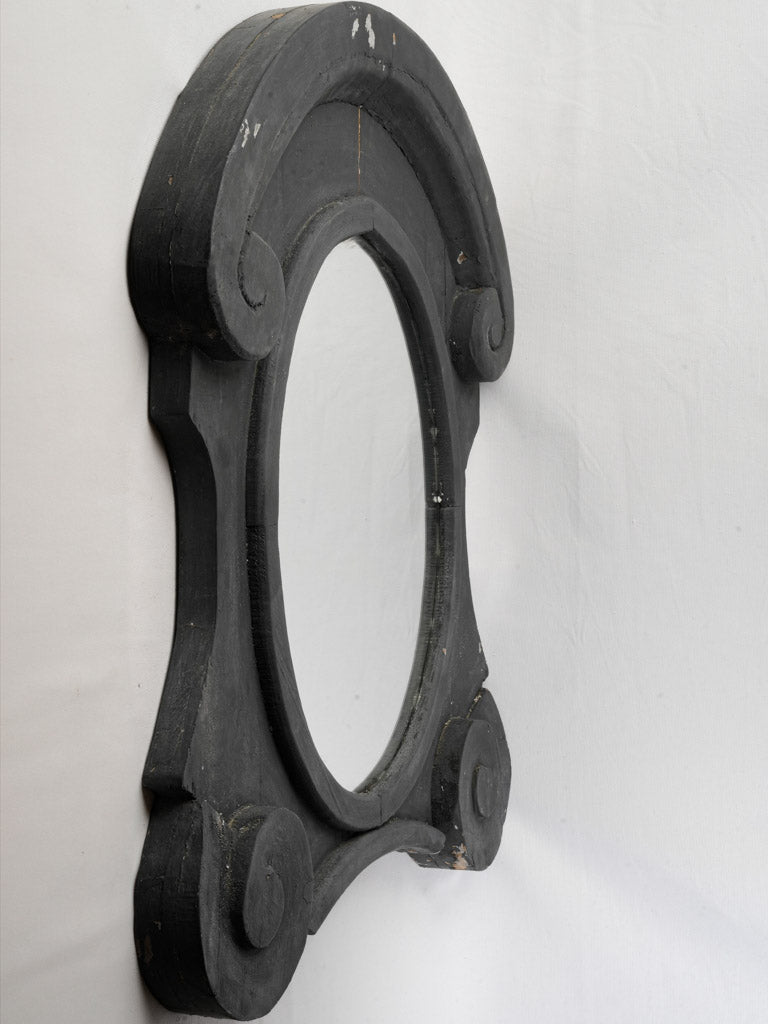 Black patina oval mirror  