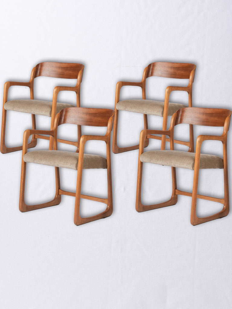 4 Baumann sleigh armchairs - ash