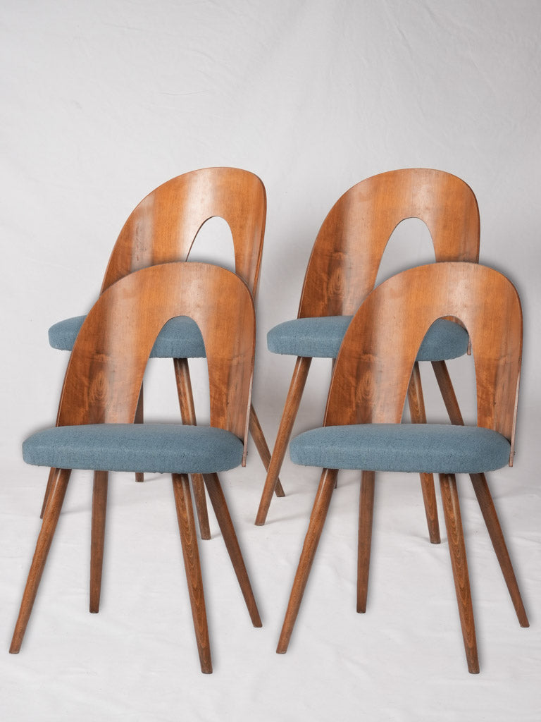 Vintage blue-fabric Antonin Suman chairs