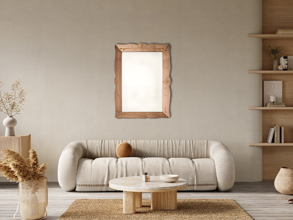 Antique rose-accented Venetian hallway mirror