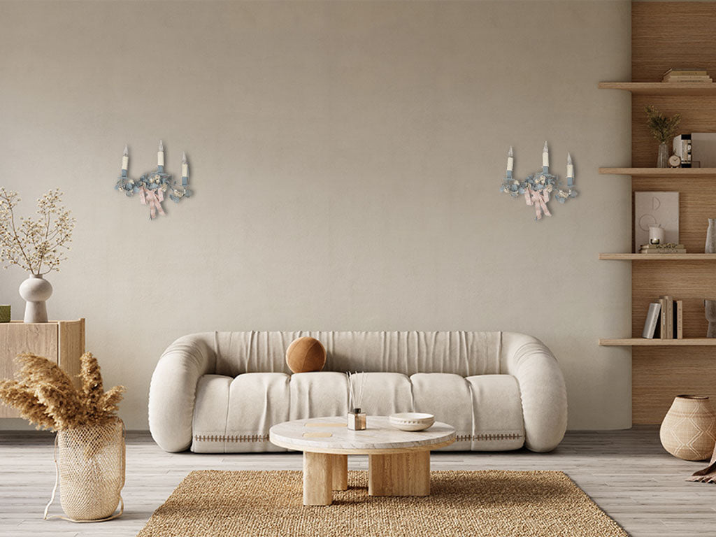Pliable tole crafted wall lights