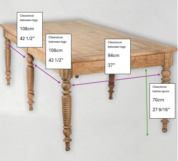 Large Early 20th Century French Walnut Dining Table w/ Turned Legs 98" x 46¾"