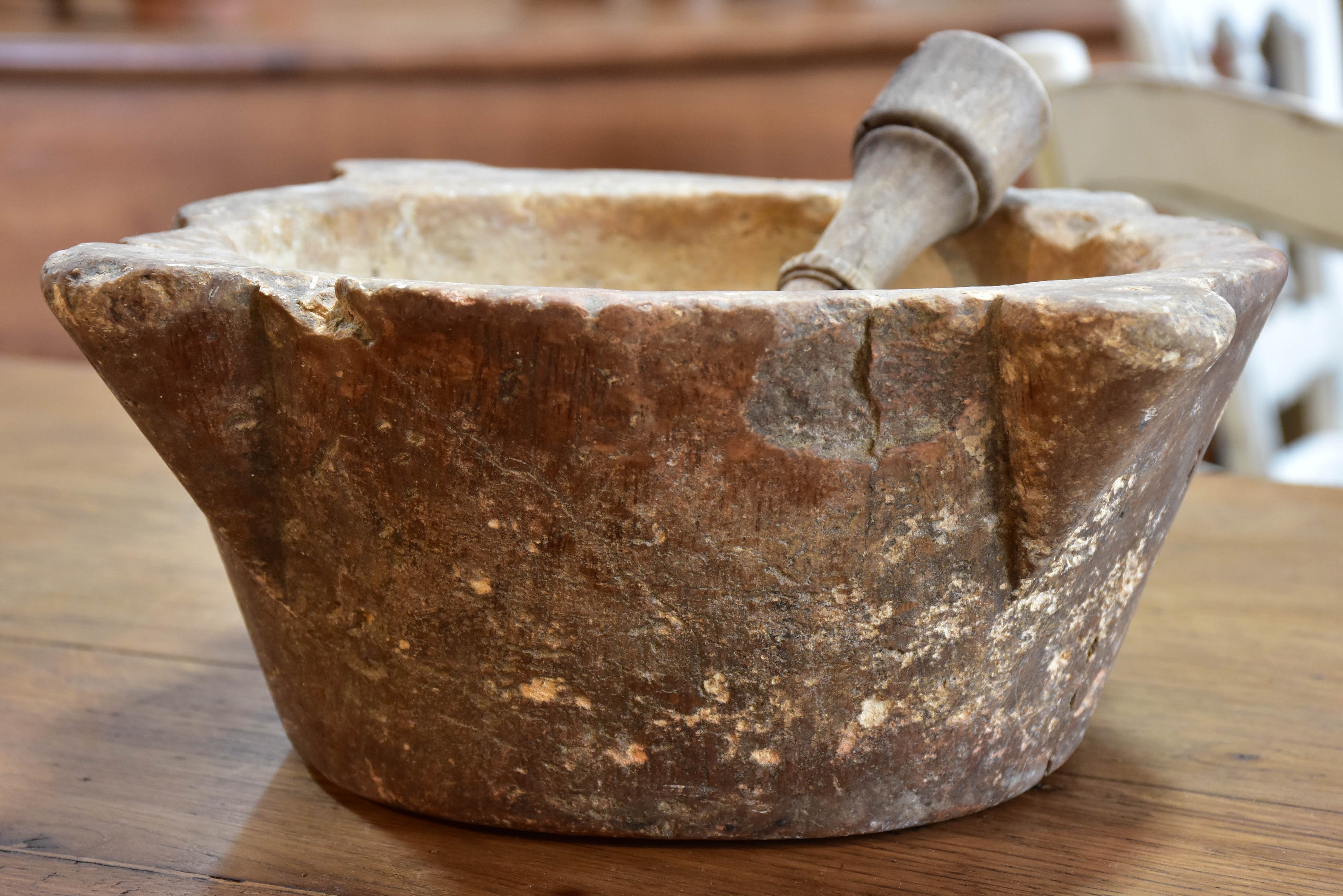 Mortar & pestle, marble, French, 19th-century