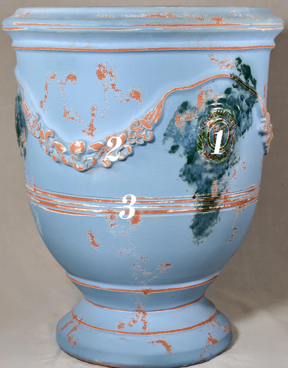 Handcrafted pale blue Anduze vases French-made