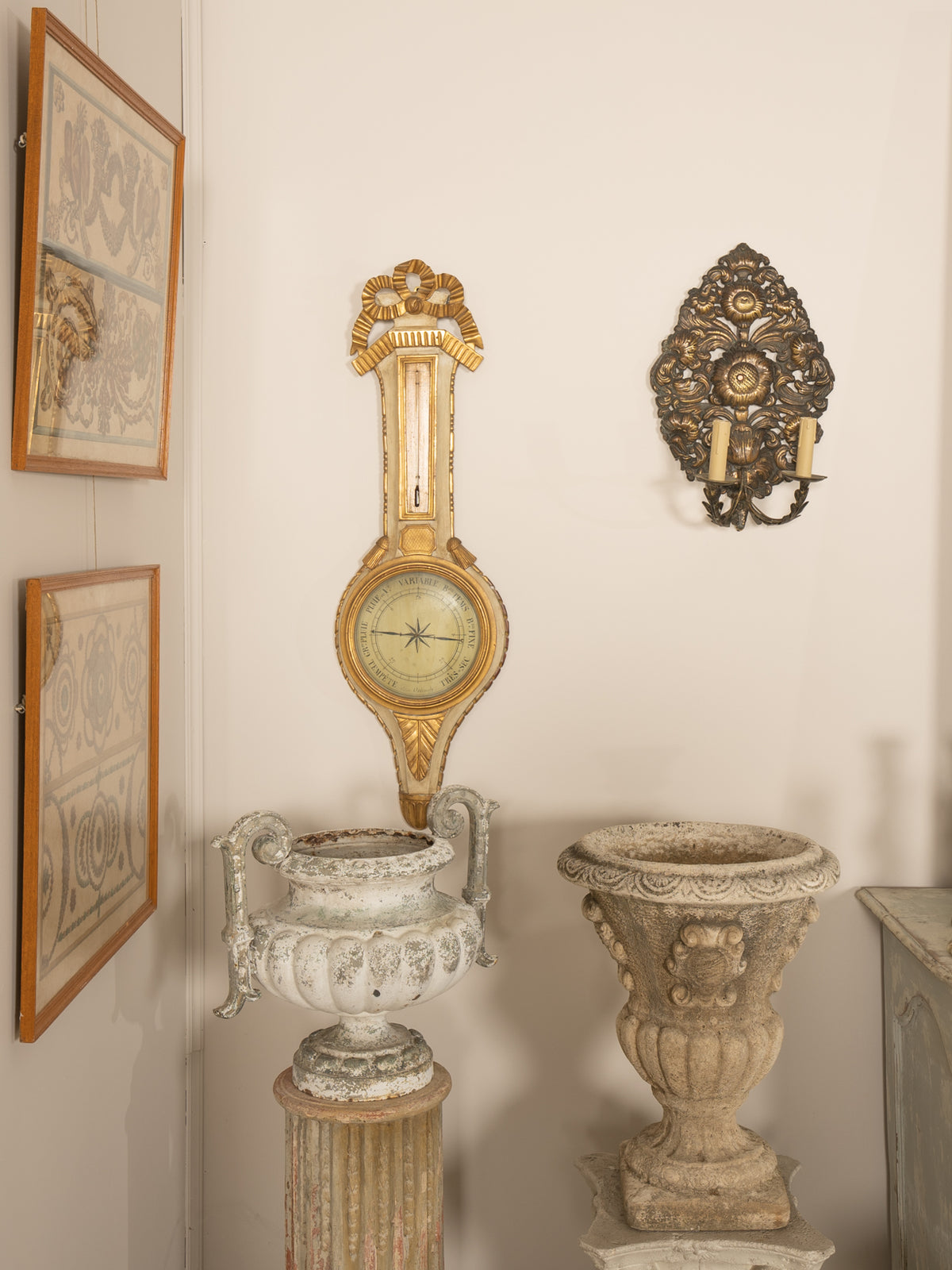 Barometer, Louis XVI-style, 19th-century 38½"