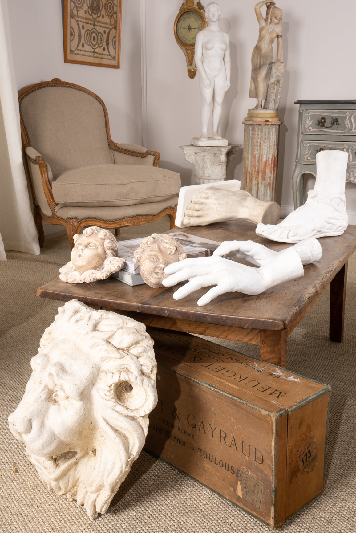 Ancient Inspired Plaster Foot Sculpture