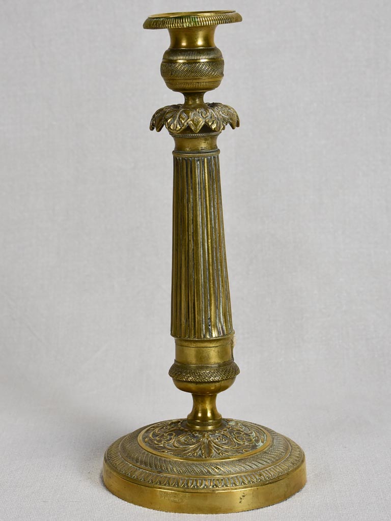 Antique French transition bronze candlestick 11"