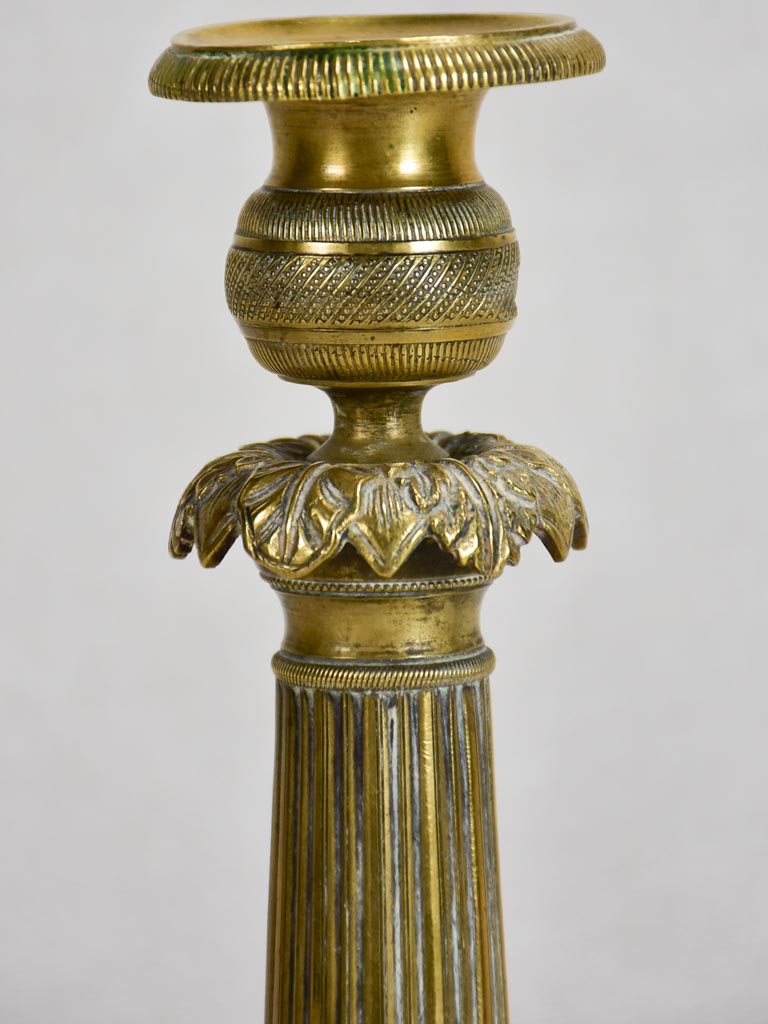 Antique French transition bronze candlestick 11"