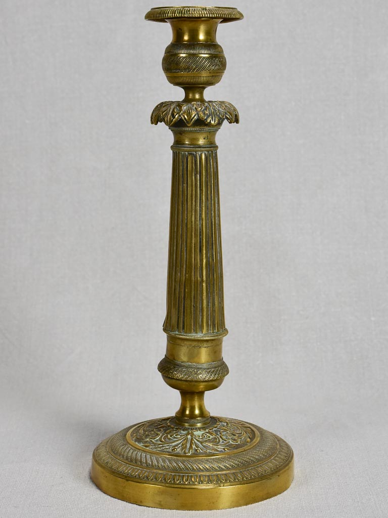 Antique French transition bronze candlestick 11"