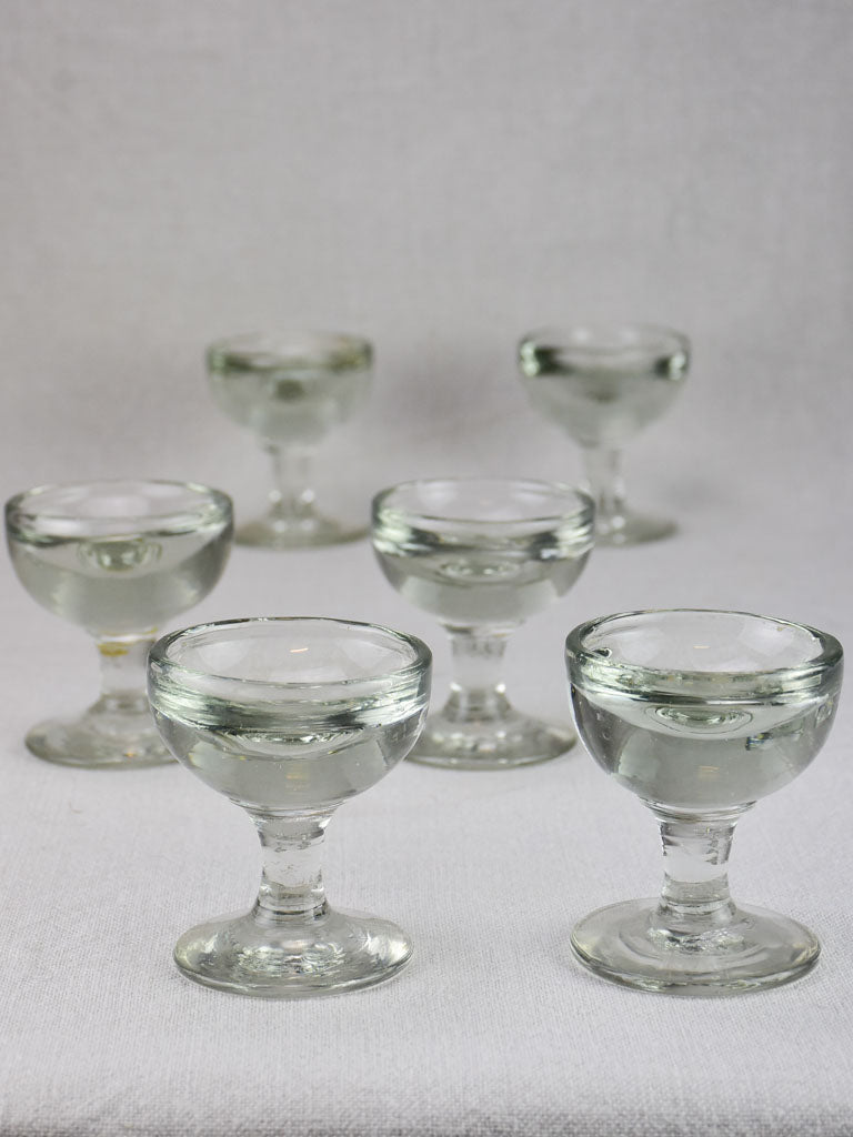 Set of six blown glass liqueur glasses from the early 20th century 3½"