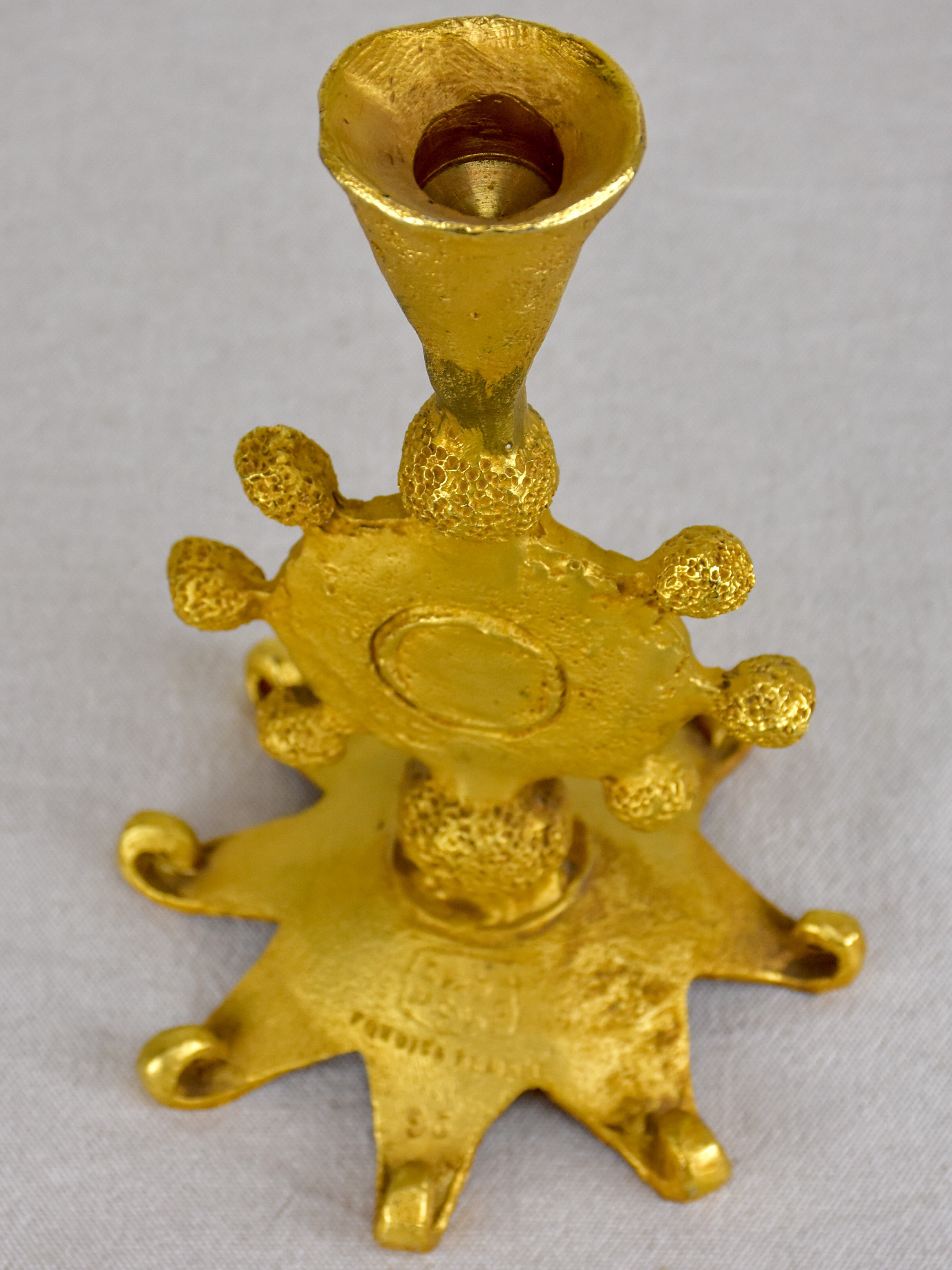 Vintage Fondica gilded bronze candlestick