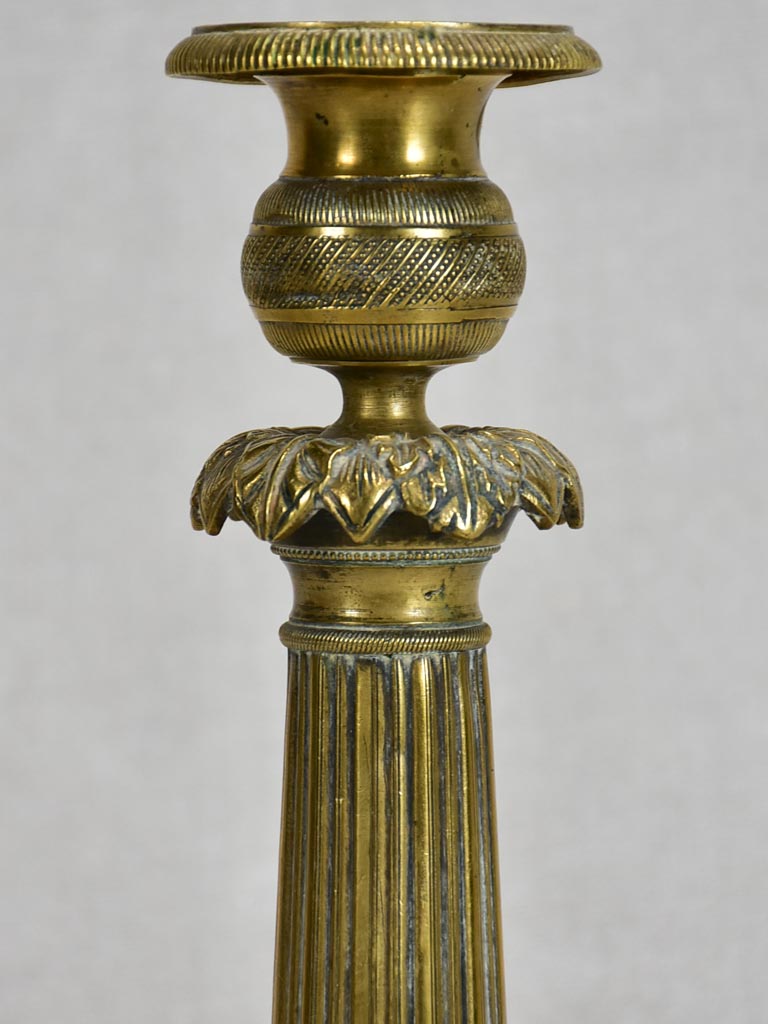 Antique French transition bronze candlestick 11"