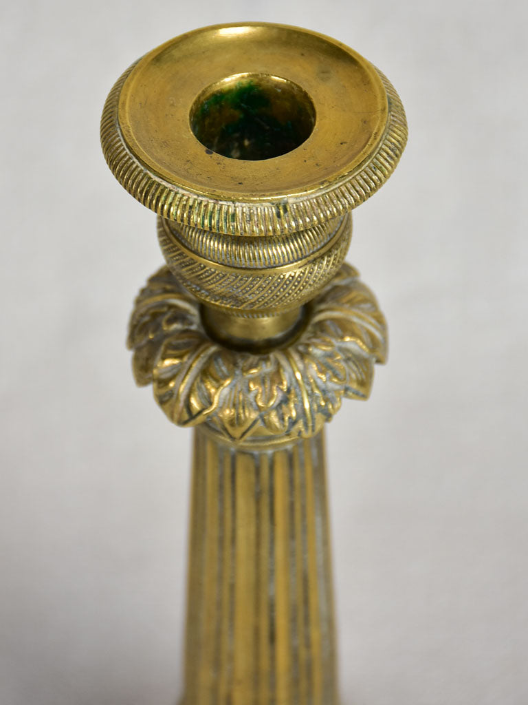 Antique French transition bronze candlestick 11"
