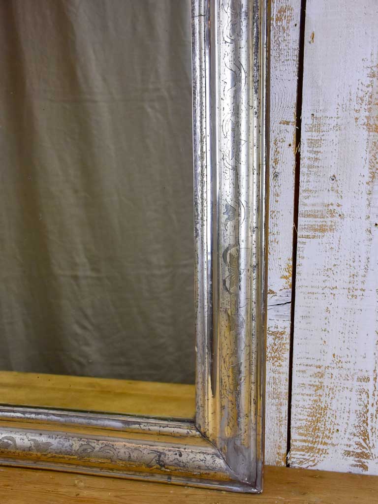 19th Century Louis Philippe mirror with silver leaf frame 29¼" x 42½"