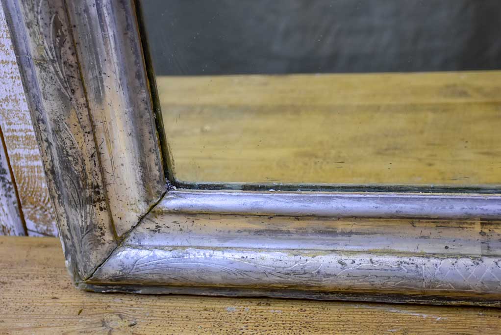 19th Century Louis Philippe mirror with silver leaf frame - repaired 27½" x 46"