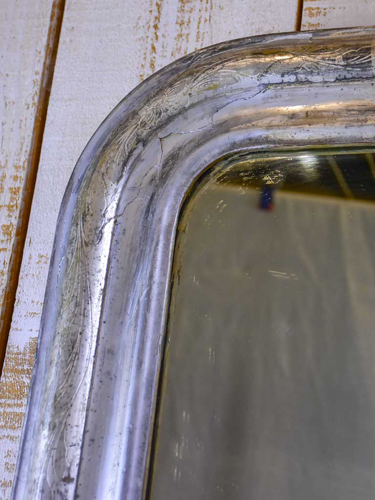 19th Century Louis Philippe mirror with silver leaf frame - repaired 27½" x 46"
