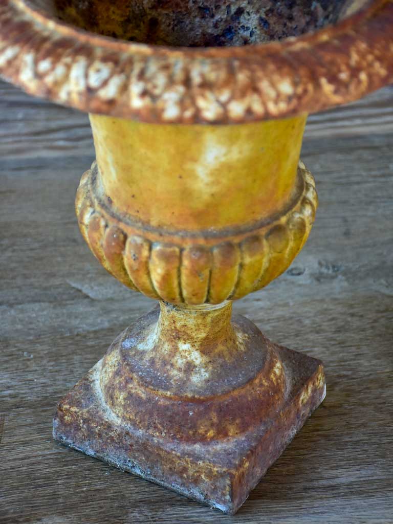 Small pair of antique French Medici urns - cast iron