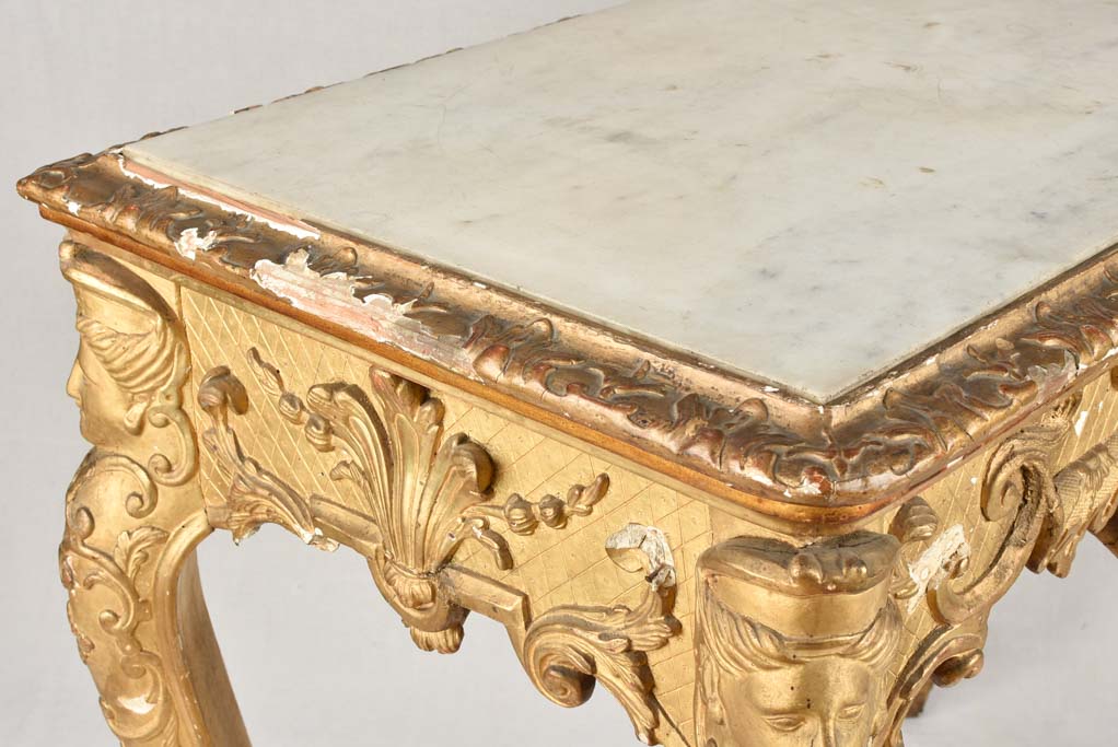 Aged giltwood frame regency table