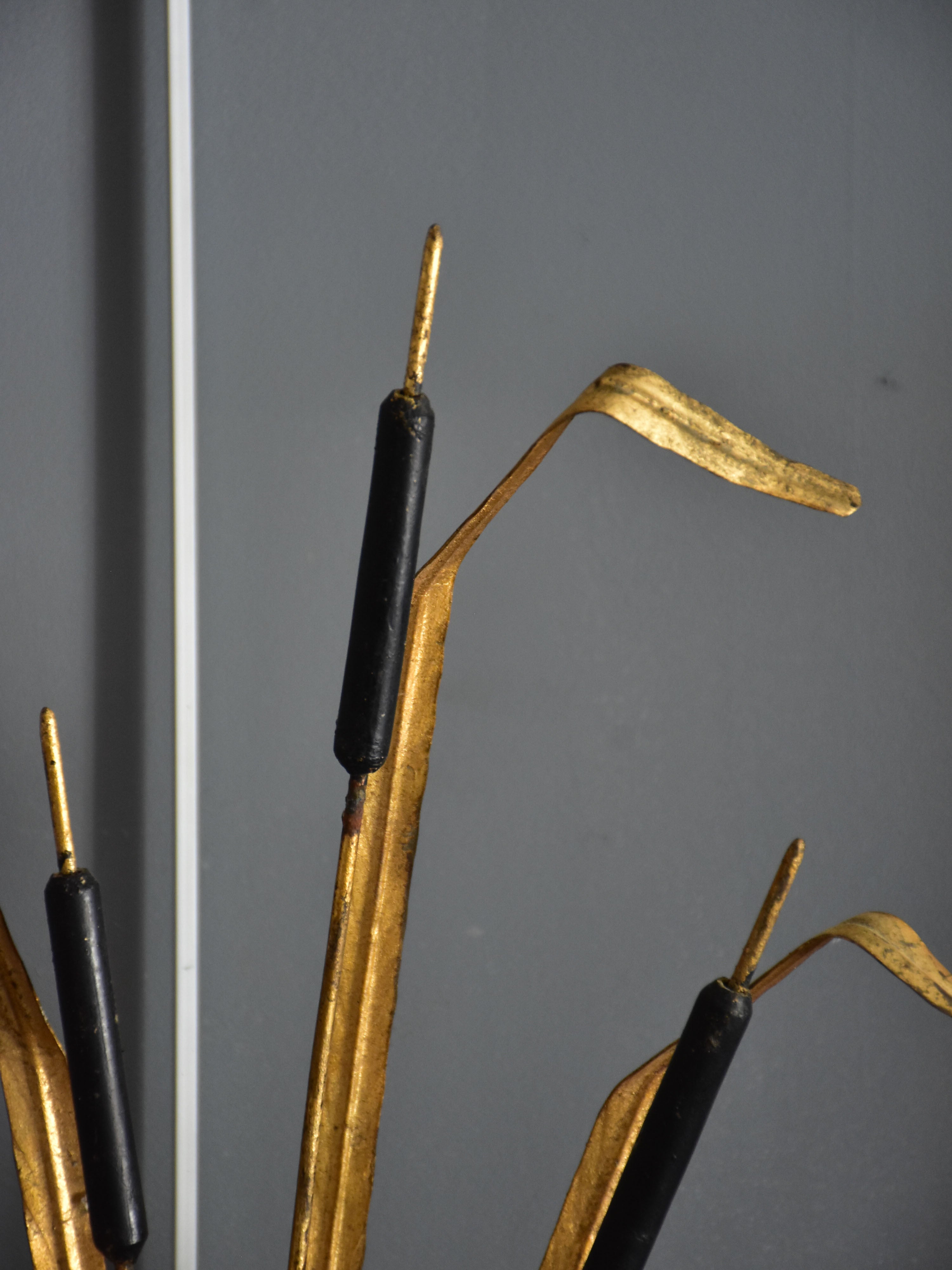 Pair of bull rush wall appliques in the style of Maison Jansen