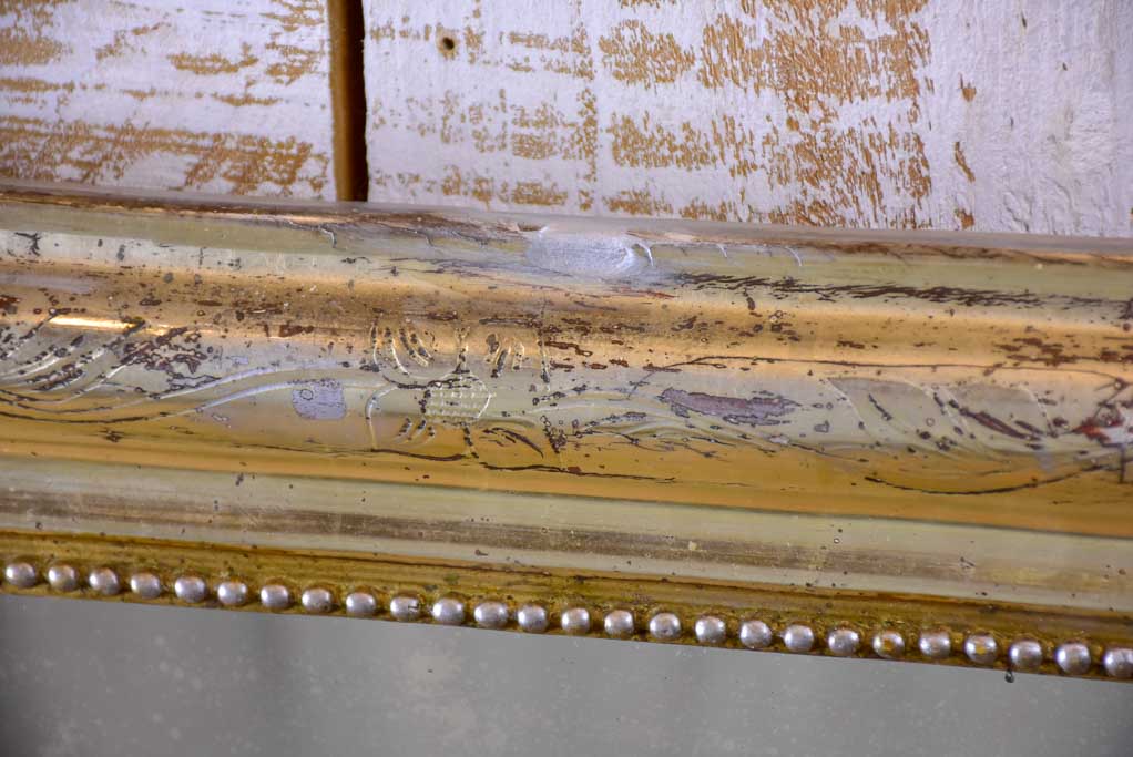 Silver / gold leaf Louis Philippe mirror with pearl detail - 19th Century 23¾" x 31½"