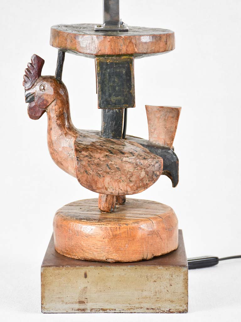 Table lamp, carved rooster - folk art