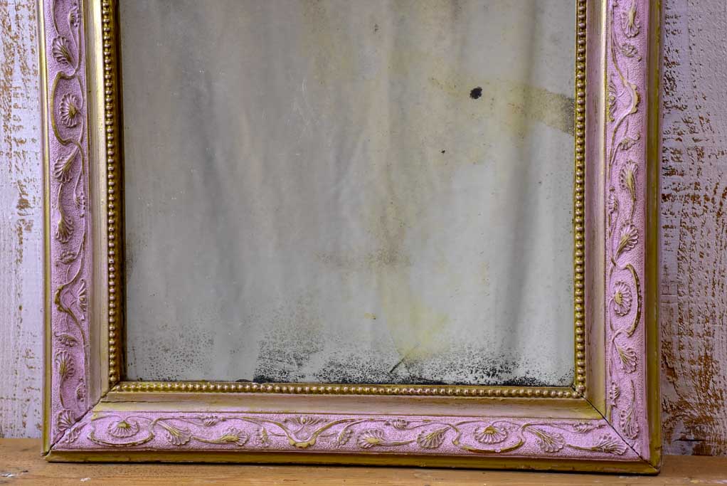 Louis Philippe mirror with pink frame - 19th Century 21¼" x 28¼"