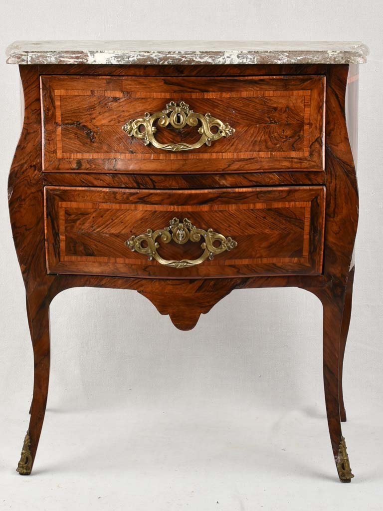 Antique Rosewood Marquetry Two-Drawer Commode