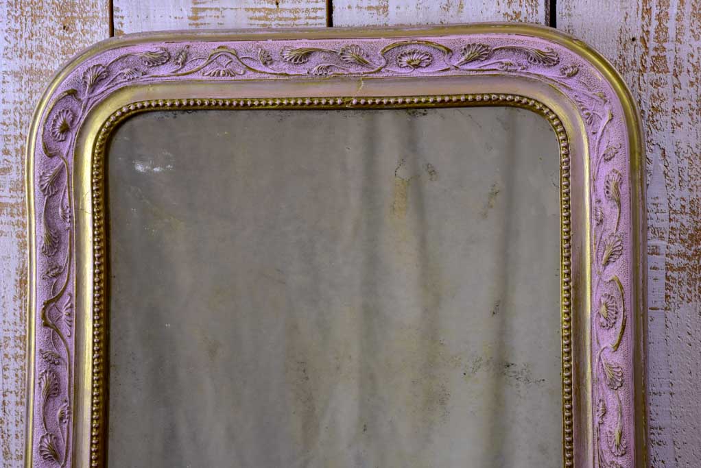 Louis Philippe mirror with pink frame - 19th Century 21¼" x 28¼"