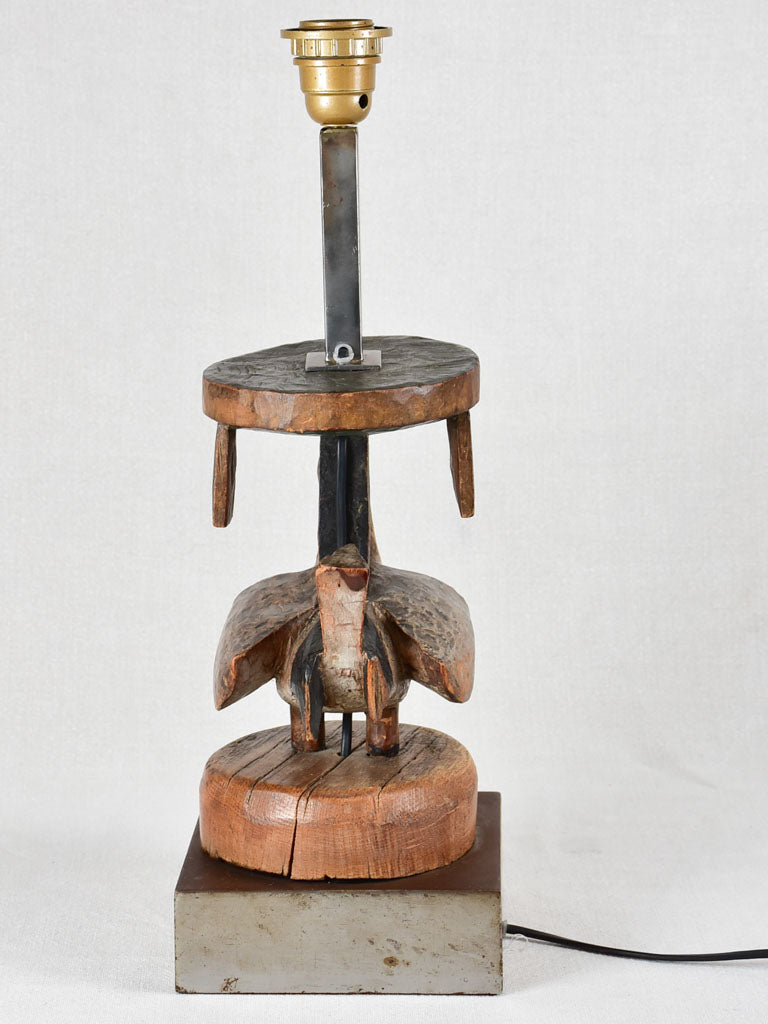 Table lamp, carved rooster - folk art