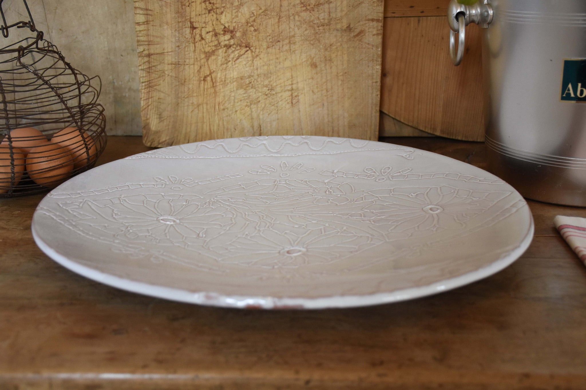 Unique large floral pattern platter