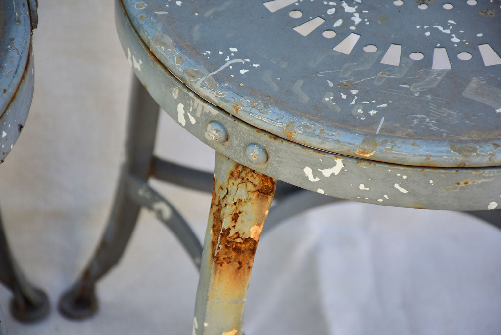 Four vintage French garden chairs - teal blue