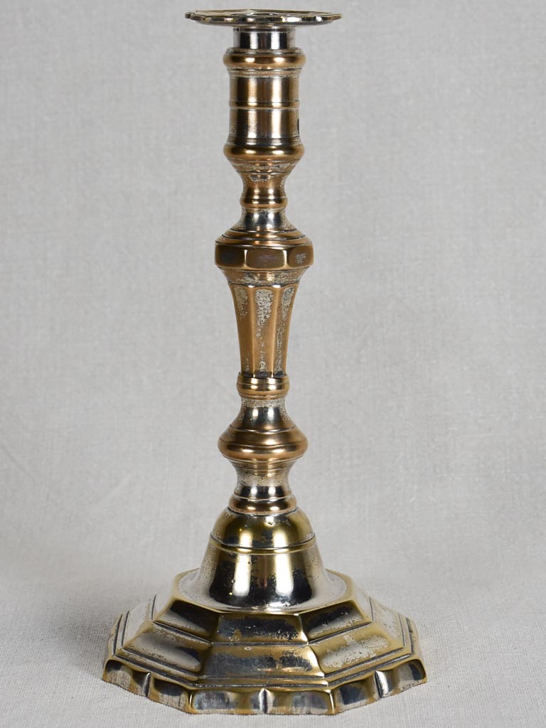 Louis XIV octagonal candlestick in silvered bronze 9¾"
