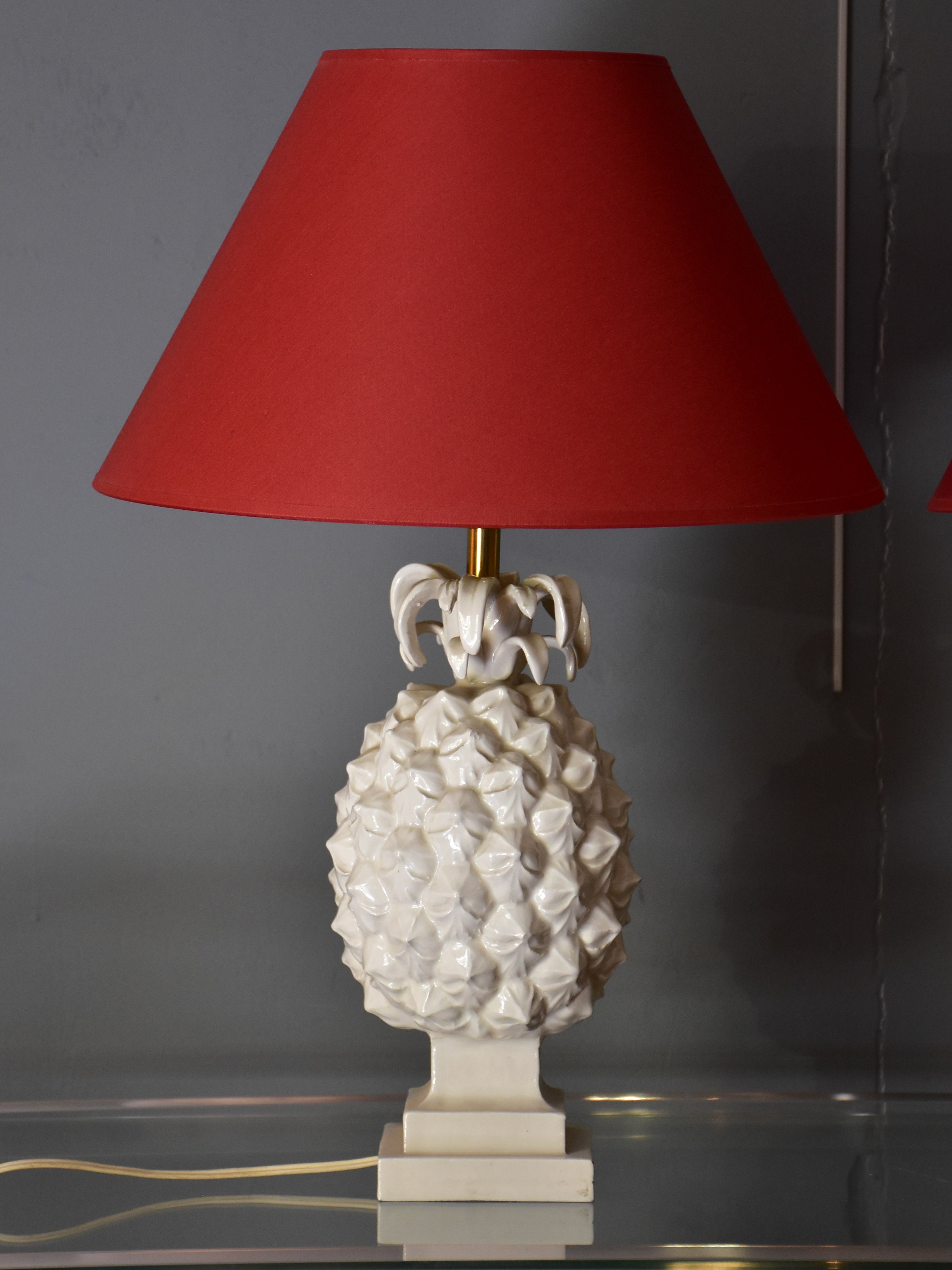 Pair of vintage ceramic pineapple lamps