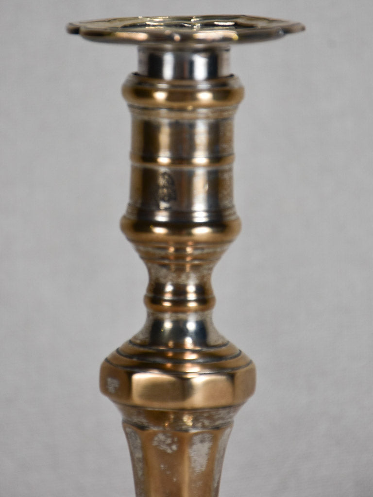 Louis XIV octagonal candlestick in silvered bronze 9¾"