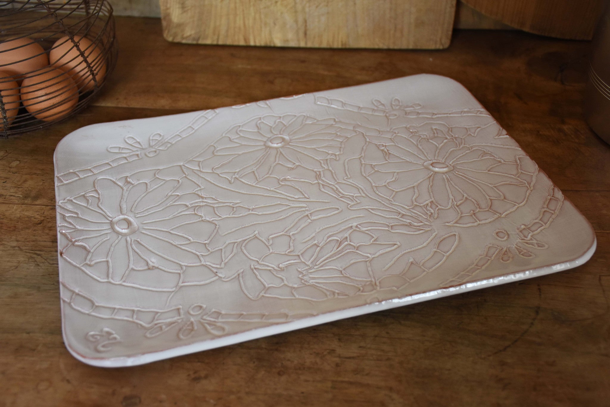 Bespoke Provence flower rectangular platter