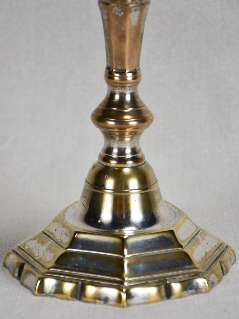Louis XIV octagonal candlestick in silvered bronze 9¾"