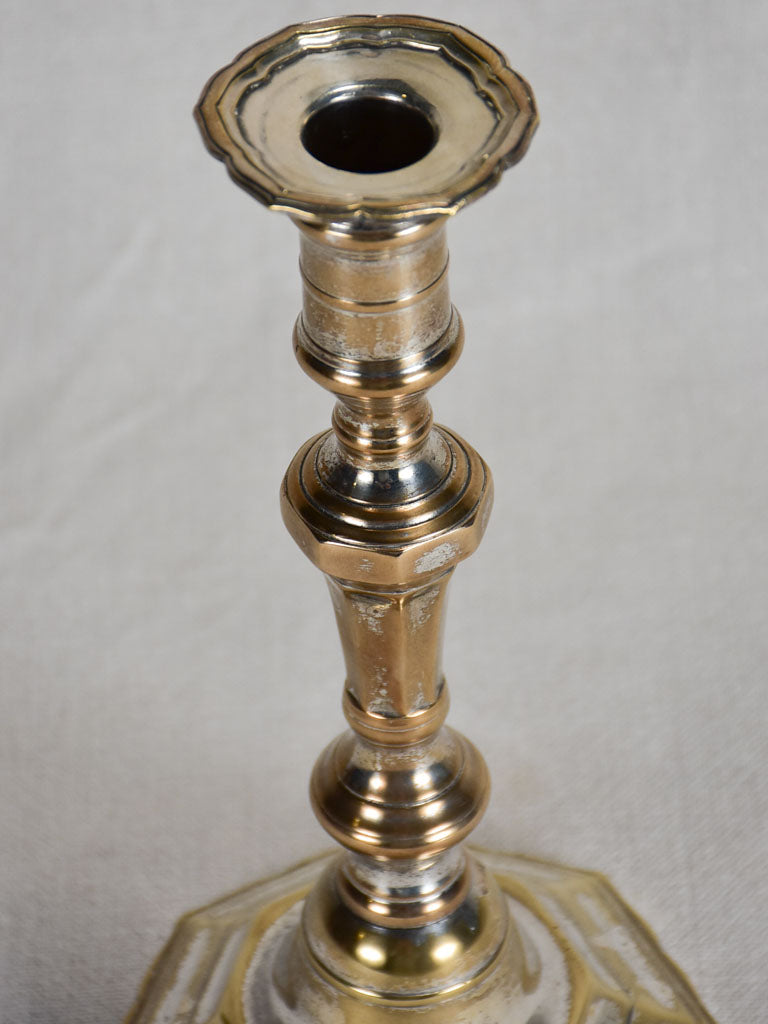 Louis XIV octagonal candlestick in silvered bronze 9¾"