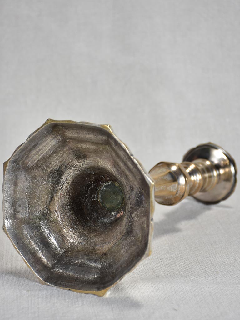 Louis XIV octagonal candlestick in silvered bronze 9¾"