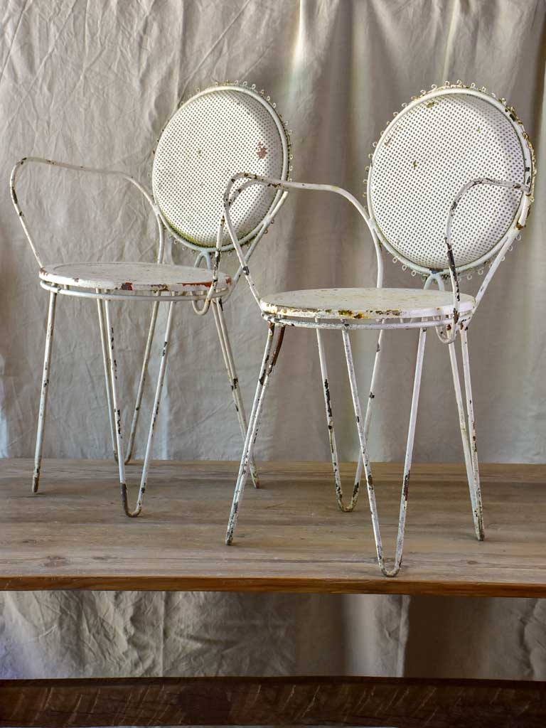 Pair of mid-century French garden armchairs