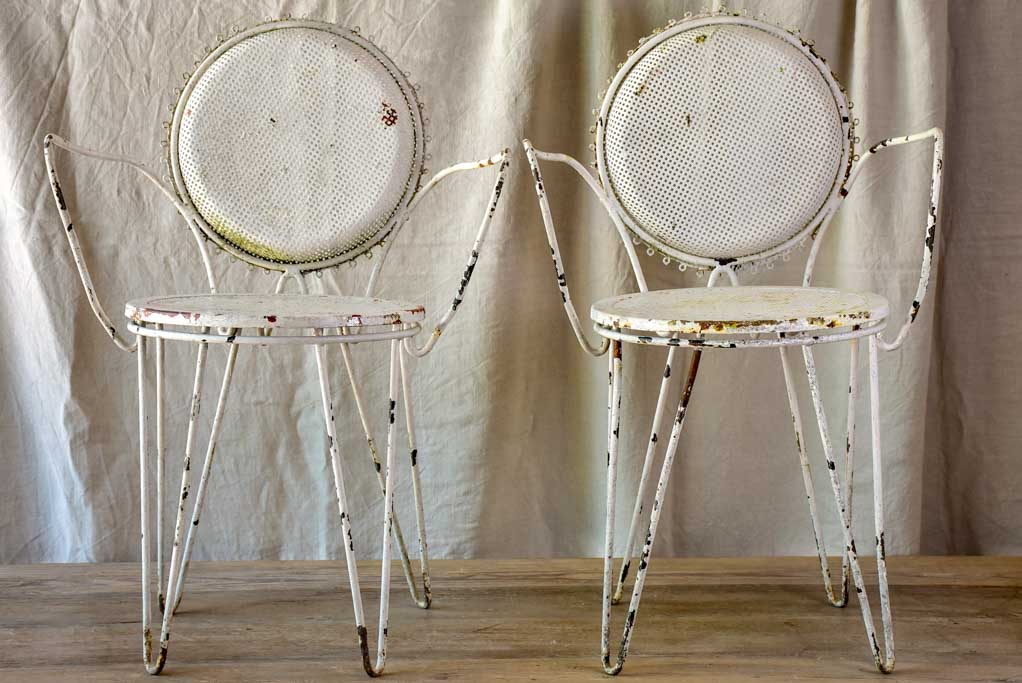 Pair of mid-century French garden armchairs
