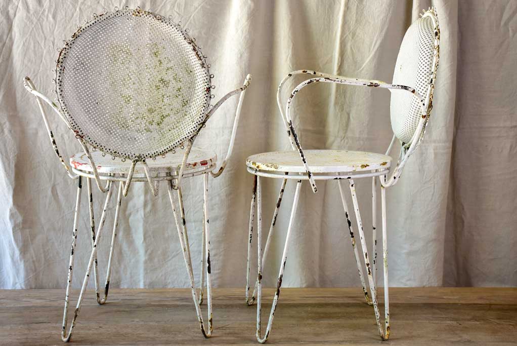 Pair of mid-century French garden armchairs