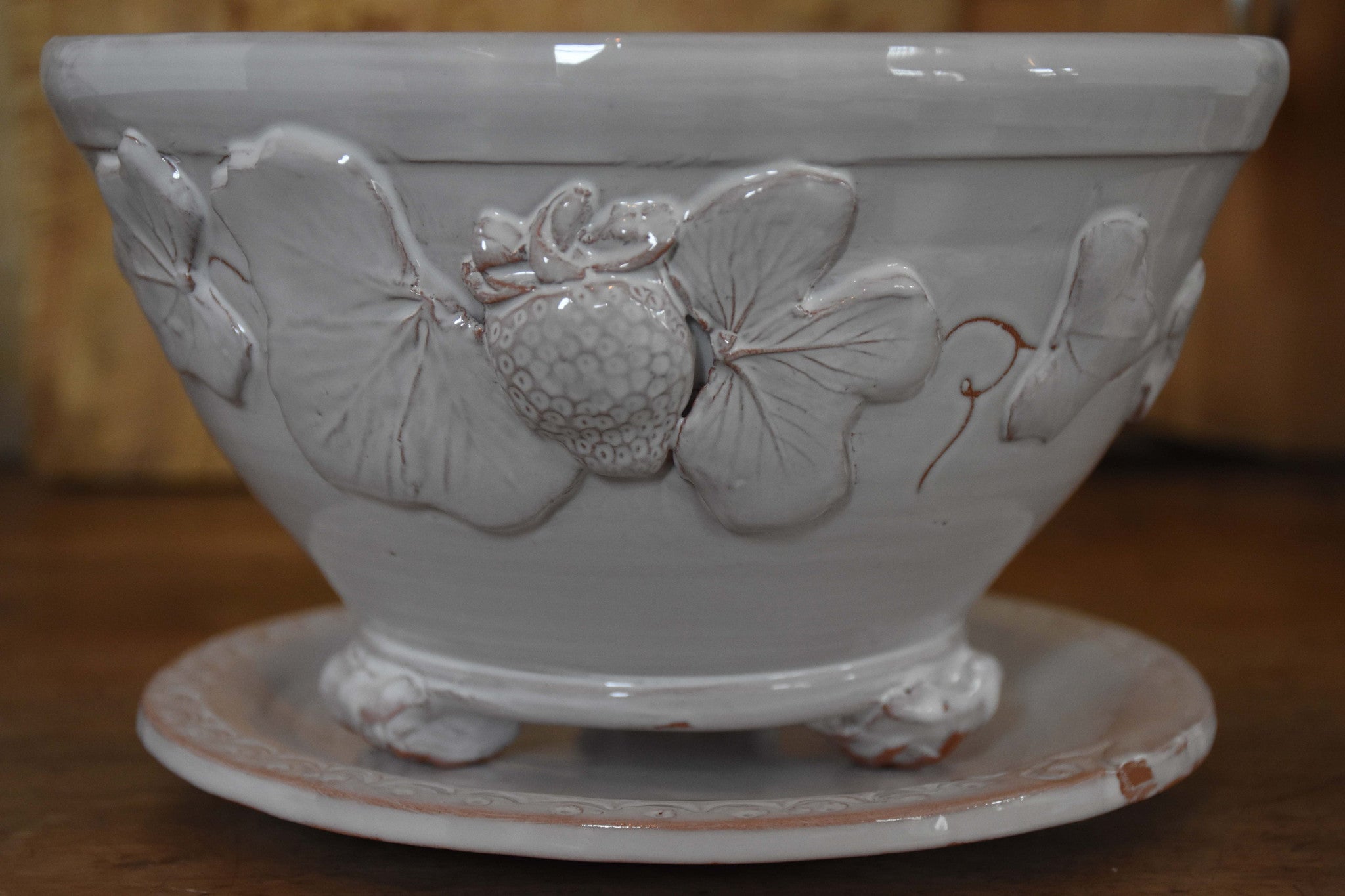 Artistic strawberry design on colander set